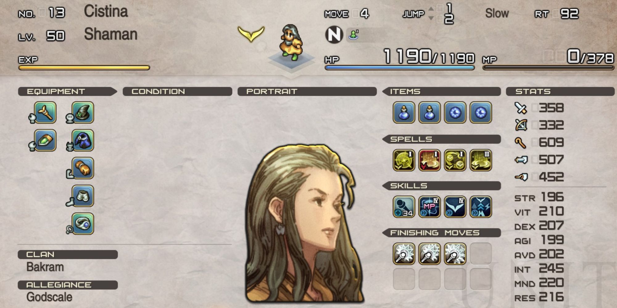 Tactics Ogre Reborn Cistina Shaman Build