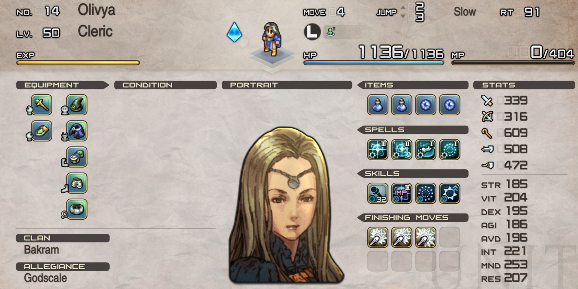 Tactics Ogre Reborn Olivya Cleric Build