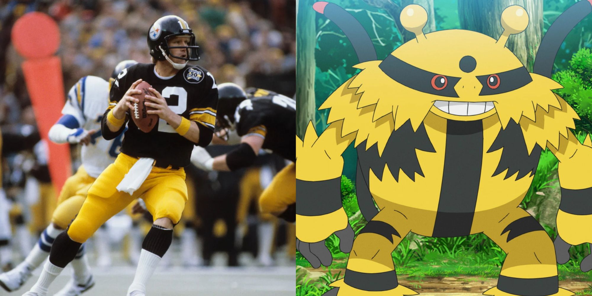 Terry Bradshaw Plays for Steelers and Electivire from Pokemon Anime