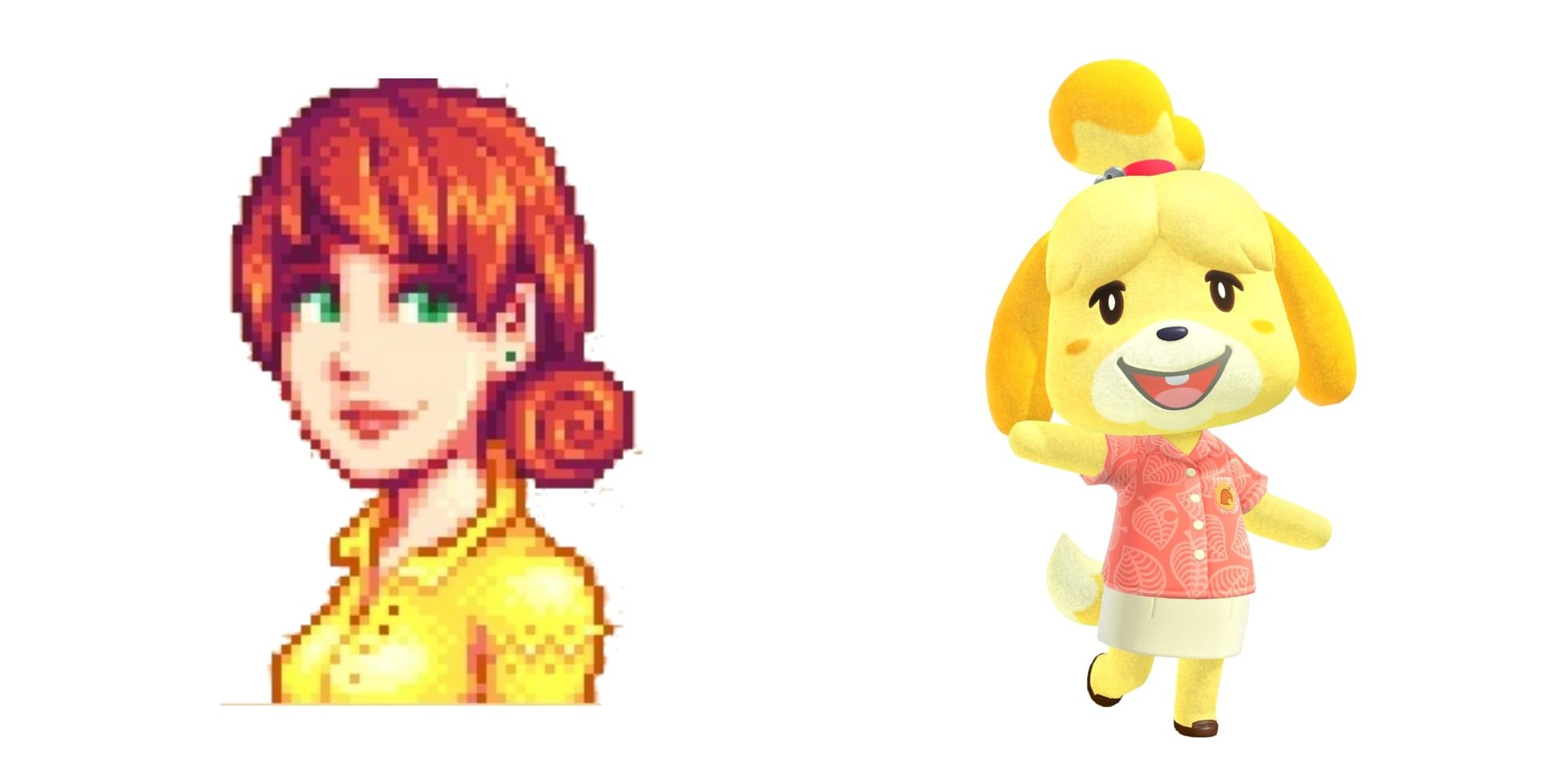Penny from Stardew Valley and Isabelle from Animal Crossing 
