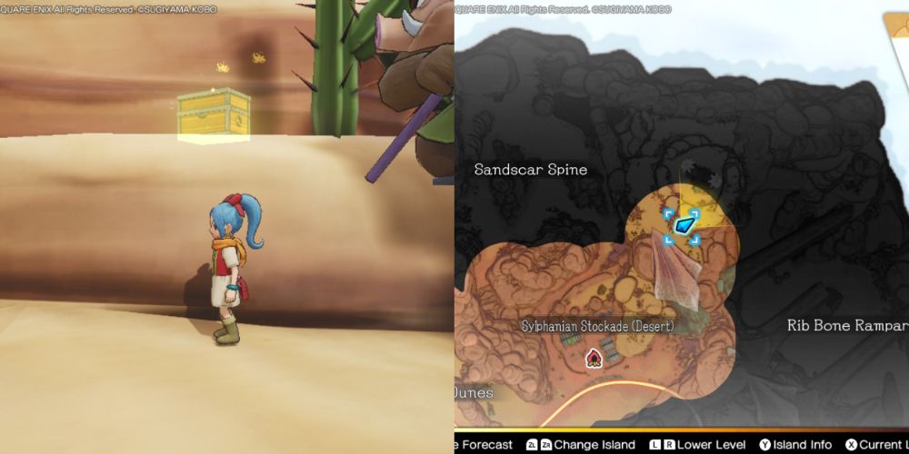 A chest hidden on the Maneland in Dragon Quest Treasures.