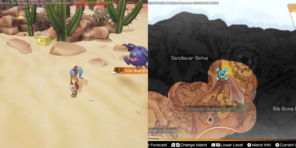 A chest hidden on the Maneland in Dragon Quest Treasures.