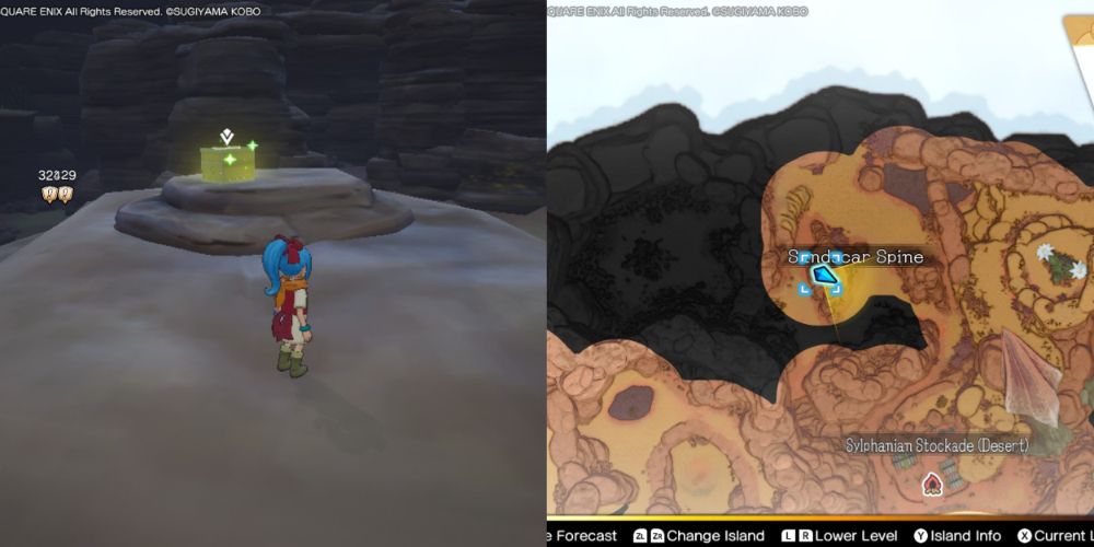 A chest hidden on the Maneland in Dragon Quest Treasures.