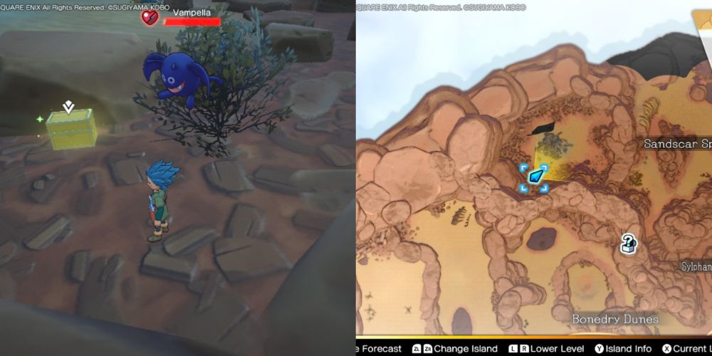 A chest hidden on the Maneland in Dragon Quest Treasures.