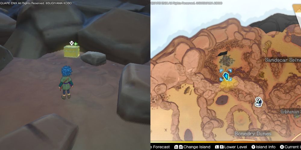 A chest hidden on the Maneland in Dragon Quest Treasures.