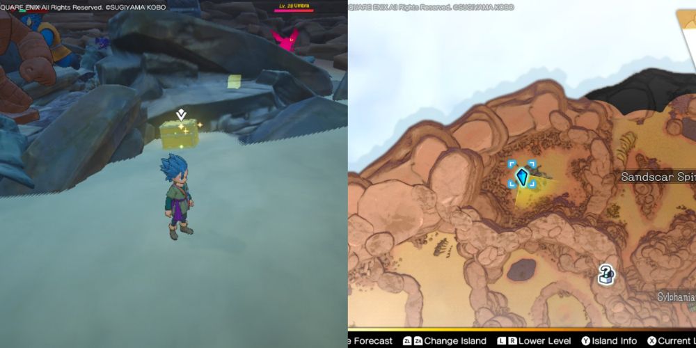 A chest hidden on the Maneland in Dragon Quest Treasures.