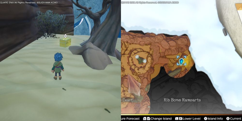 A chest hidden on the Maneland in Dragon Quest Treasures.