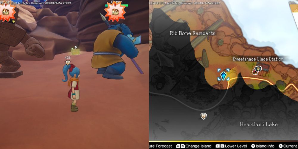 A chest hidden on the Maneland in Dragon Quest Treasures.