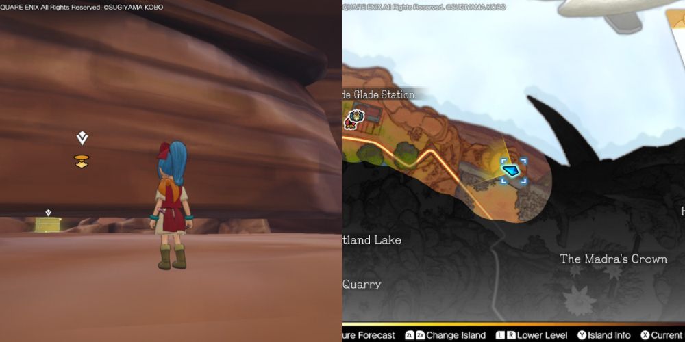 A chest hidden on the Maneland in Dragon Quest Treasures.