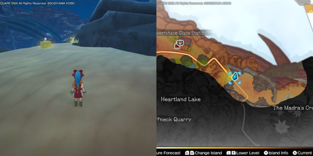 A chest hidden on the Maneland in Dragon Quest Treasures.