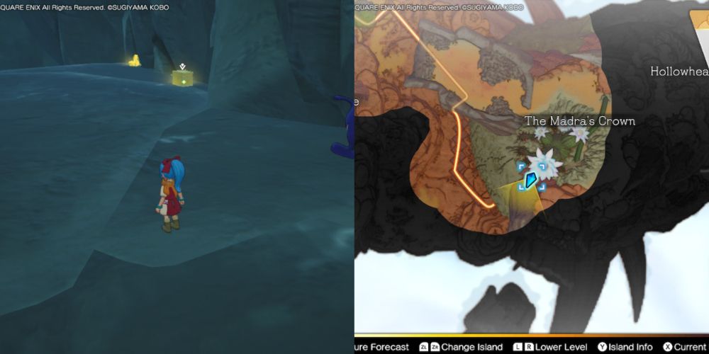 A chest hidden on the Maneland in Dragon Quest Treasures.