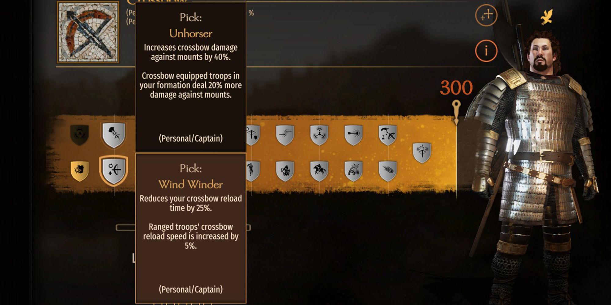 Reduce your crossbow reload time by 25%. Ranged troops' crossbow reload speed is increased by 5%.