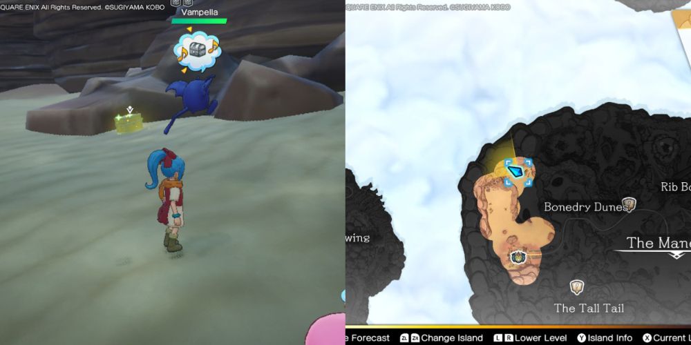 A chest hidden on the Maneland in Dragon Quest Treasures.