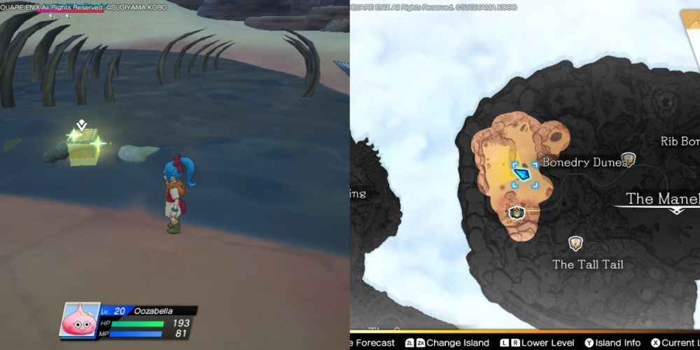 A chest hidden on the Maneland in Dragon Quest Treasures.