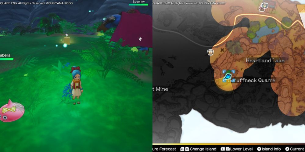 A chest hidden on the Maneland in Dragon Quest Treasures.