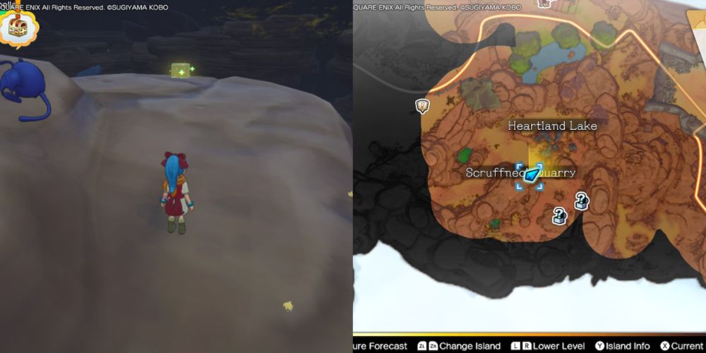 A chest hidden on the Maneland in Dragon Quest Treasures.