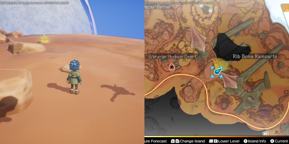 A chest hidden on the Maneland in Dragon Quest Treasures.