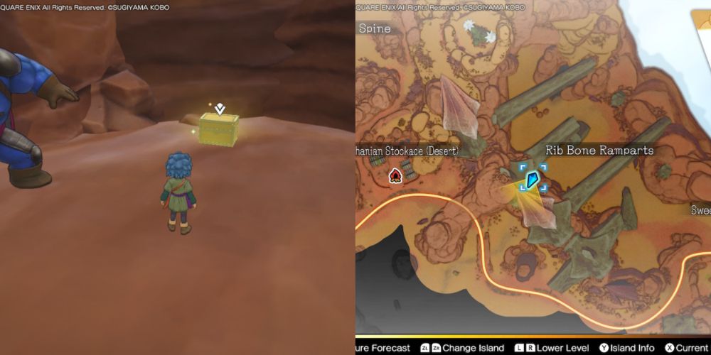A chest hidden on the Maneland in Dragon Quest Treasures.