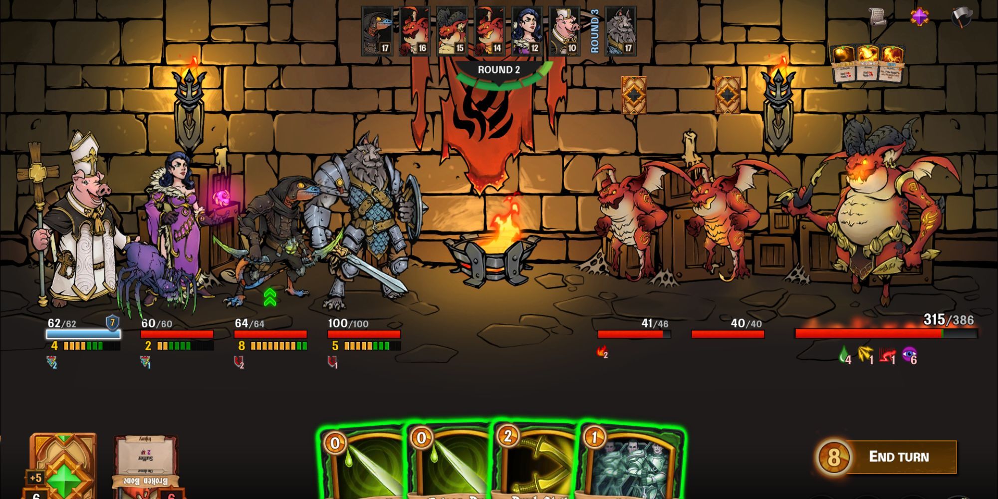 Ottis, Evelyn, Thuls, and Magnus face off against three aerial enemies