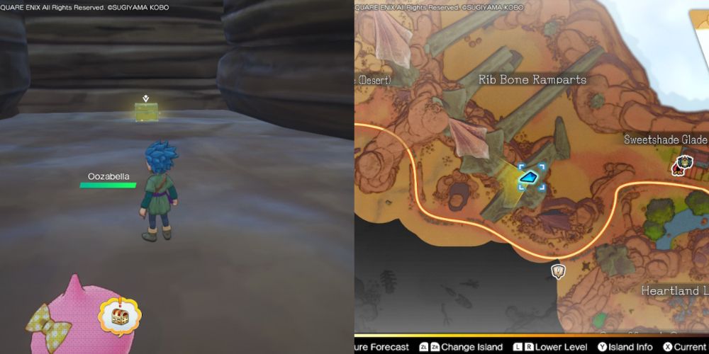 A chest hidden on the Maneland in Dragon Quest Treasures.