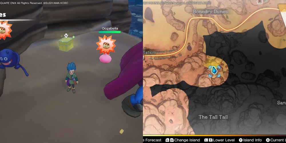 A chest hidden on the Maneland in Dragon Quest Treasures.