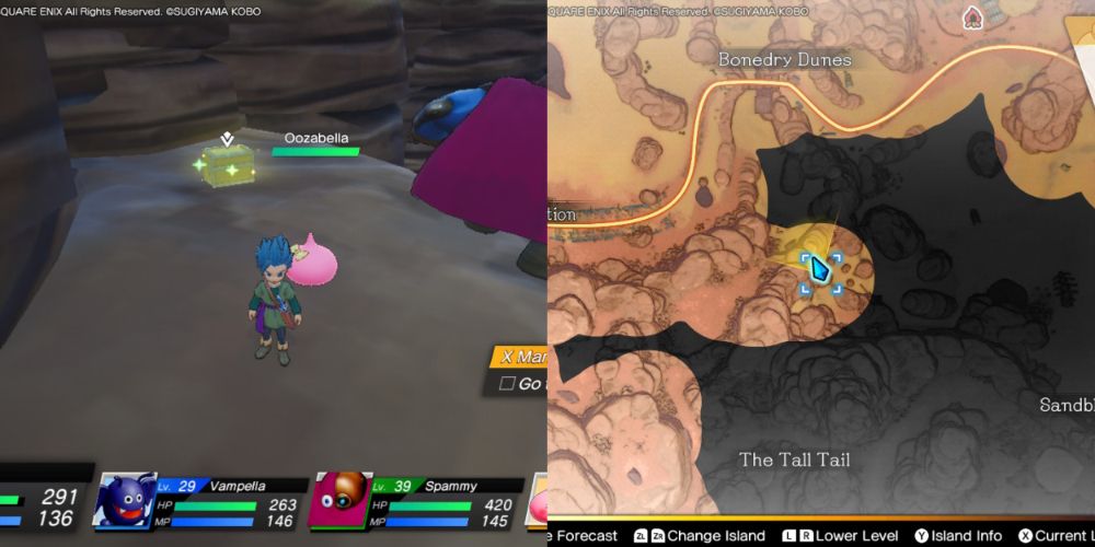 A chest hidden on the Maneland in Dragon Quest Treasures.