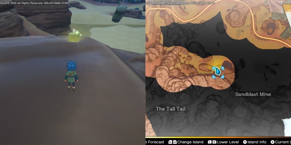 A chest hidden on the Maneland in Dragon Quest Treasures.