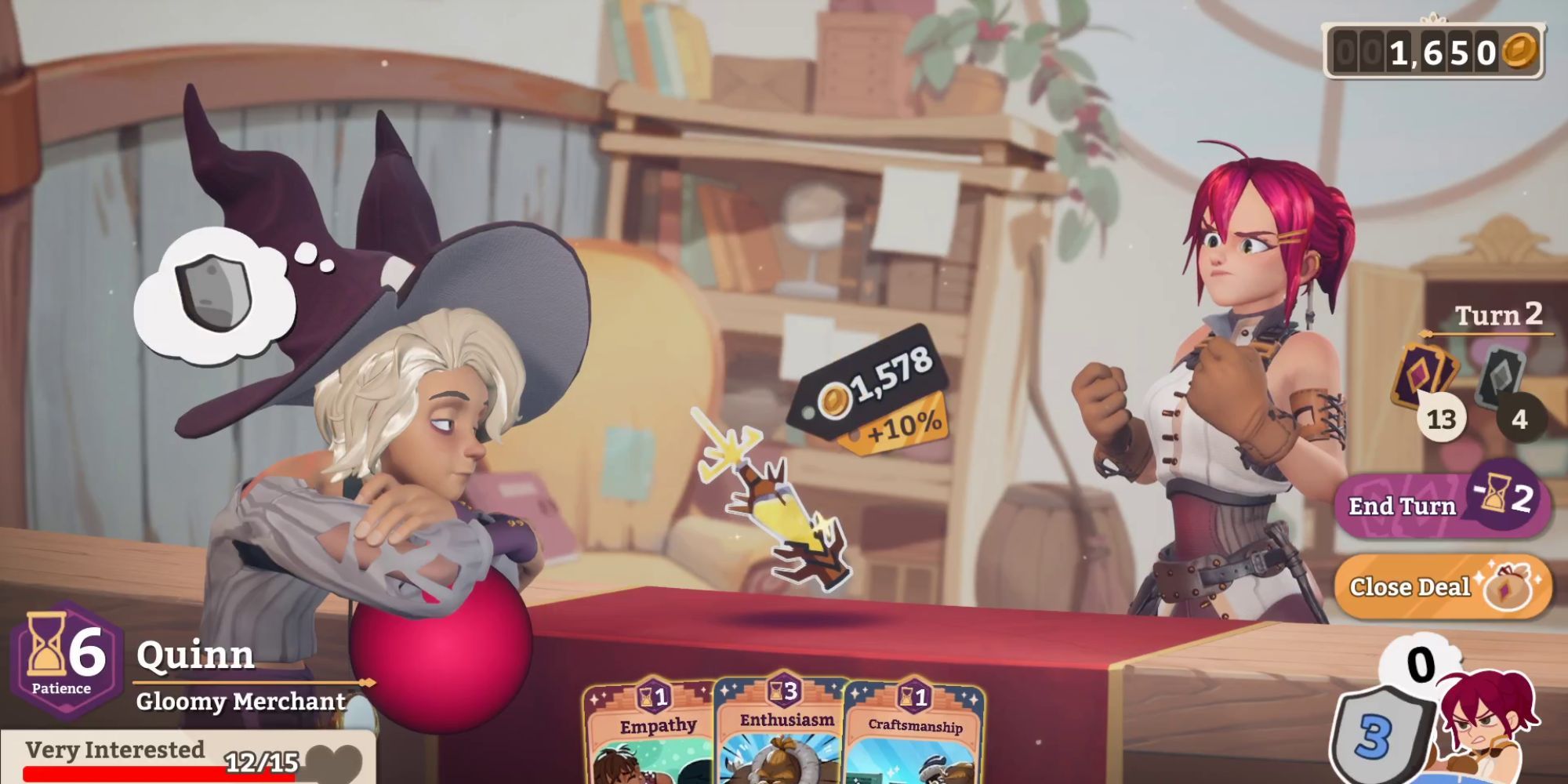 Sylvia on her 2nd turn haggling with Quinn