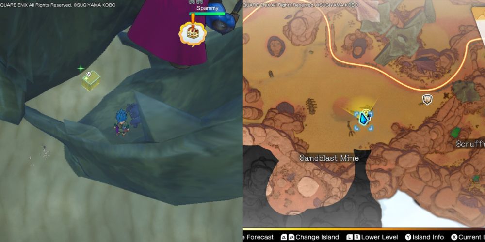 A chest hidden on the Maneland in Dragon Quest Treasures.