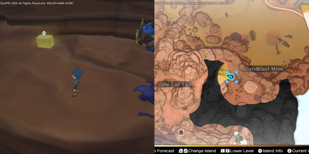 A chest hidden on the Maneland in Dragon Quest Treasures.