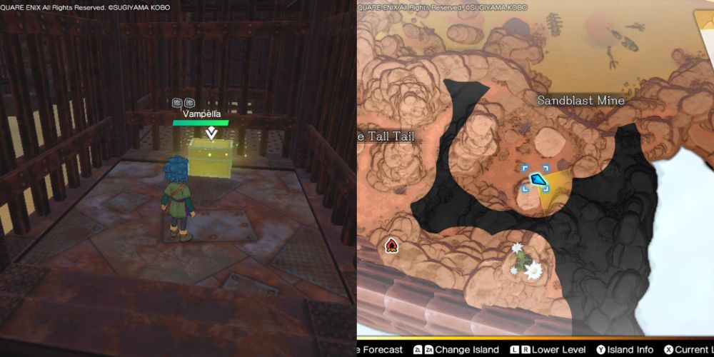A chest hidden on the Maneland in Dragon Quest Treasures.