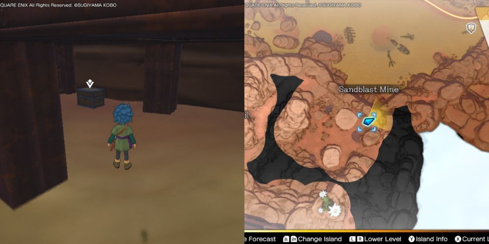 A chest hidden on the Maneland in Dragon Quest Treasures.