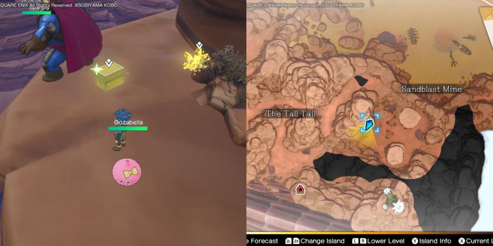 A chest hidden on the Maneland in Dragon Quest Treasures.