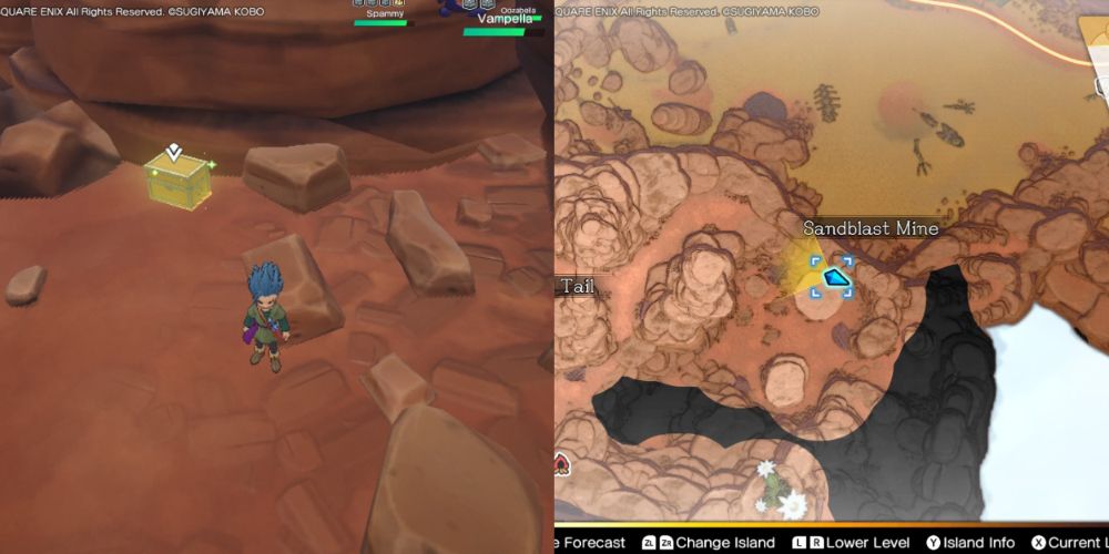 A chest hidden on the Maneland in Dragon Quest Treasures.