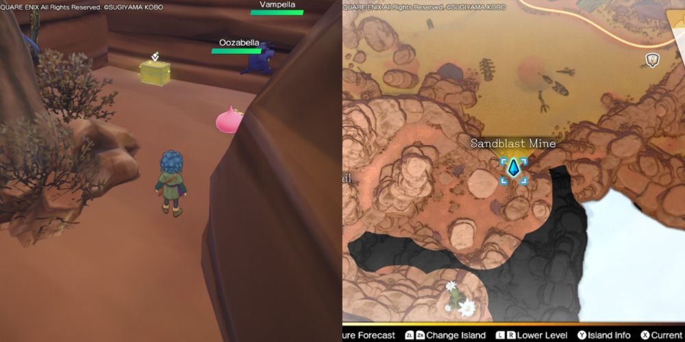 A chest hidden on the Maneland in Dragon Quest Treasures.