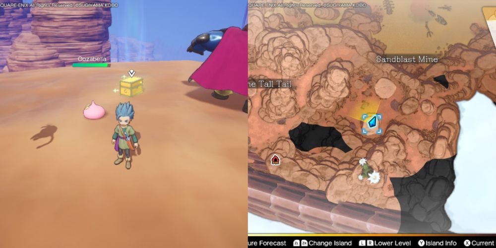 A chest hidden on the Maneland in Dragon Quest Treasures.