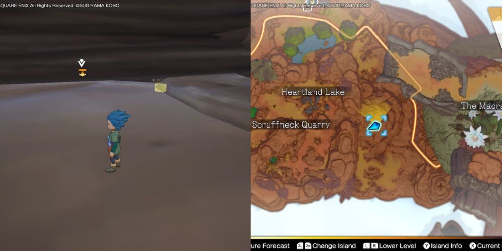 A chest hidden on the Maneland in Dragon Quest Treasures.