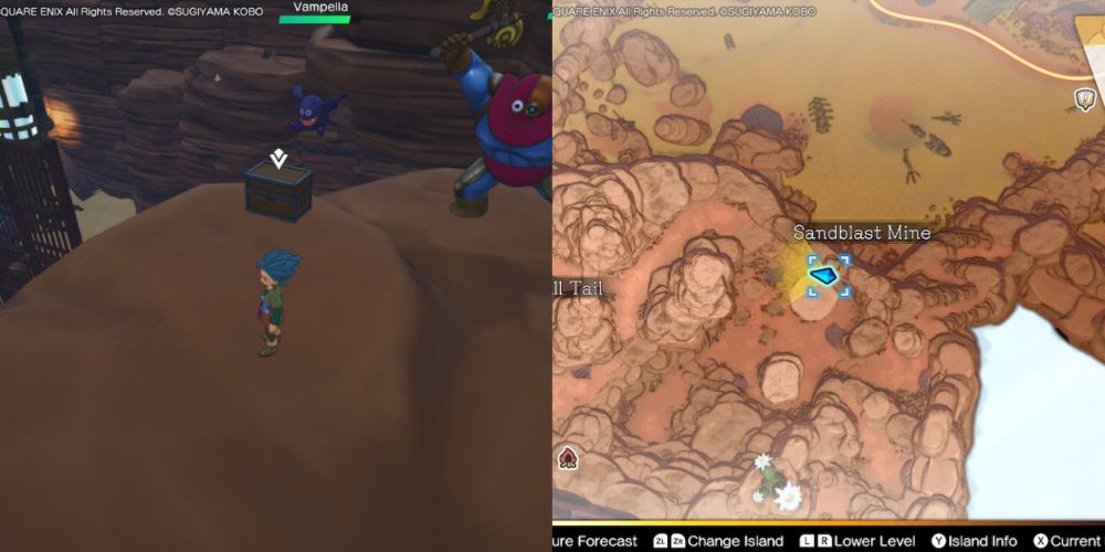 A chest hidden on the Maneland in Dragon Quest Treasures.
