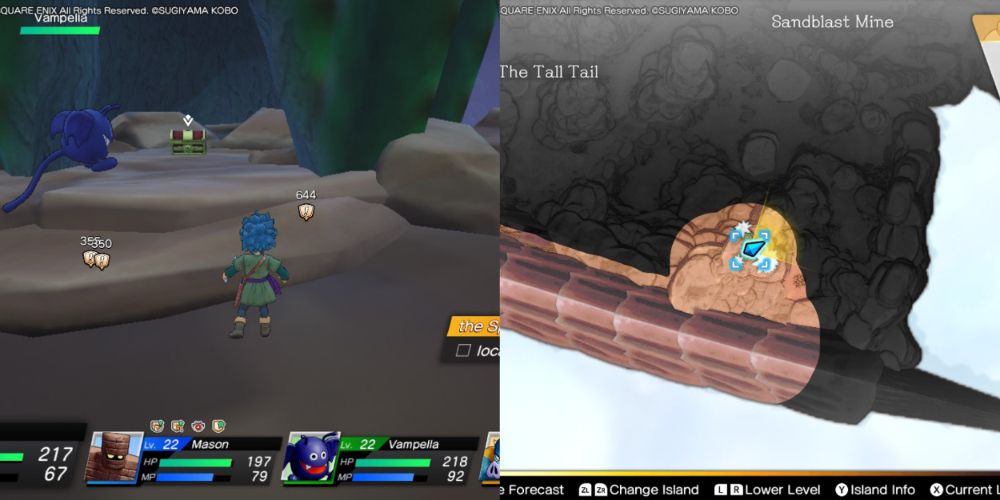 A hidden red chest on the Maneland in Dragon Quest Treasures.