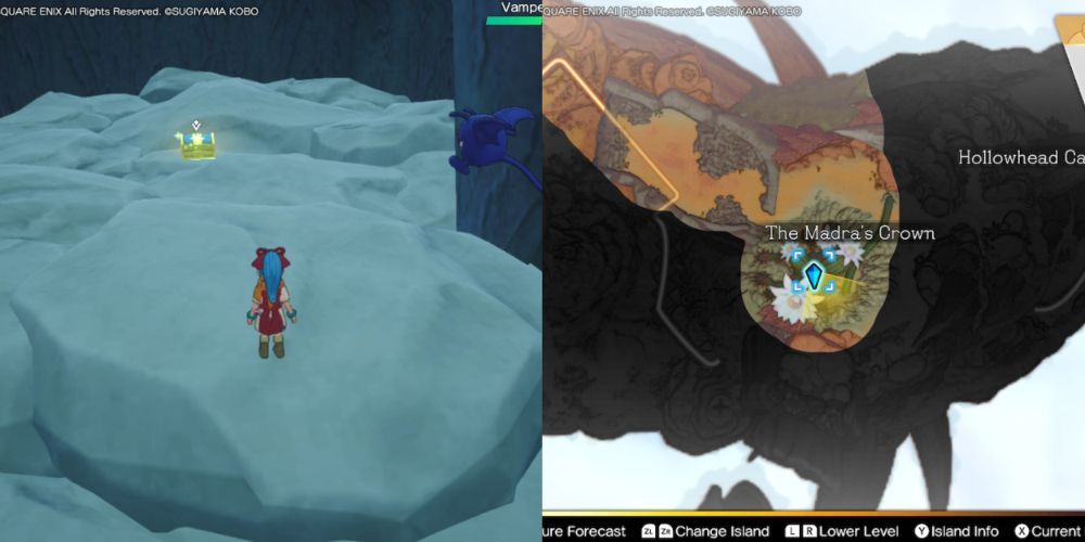 The blue chest hidden on the Maneland in Dragon Quest Treasures.