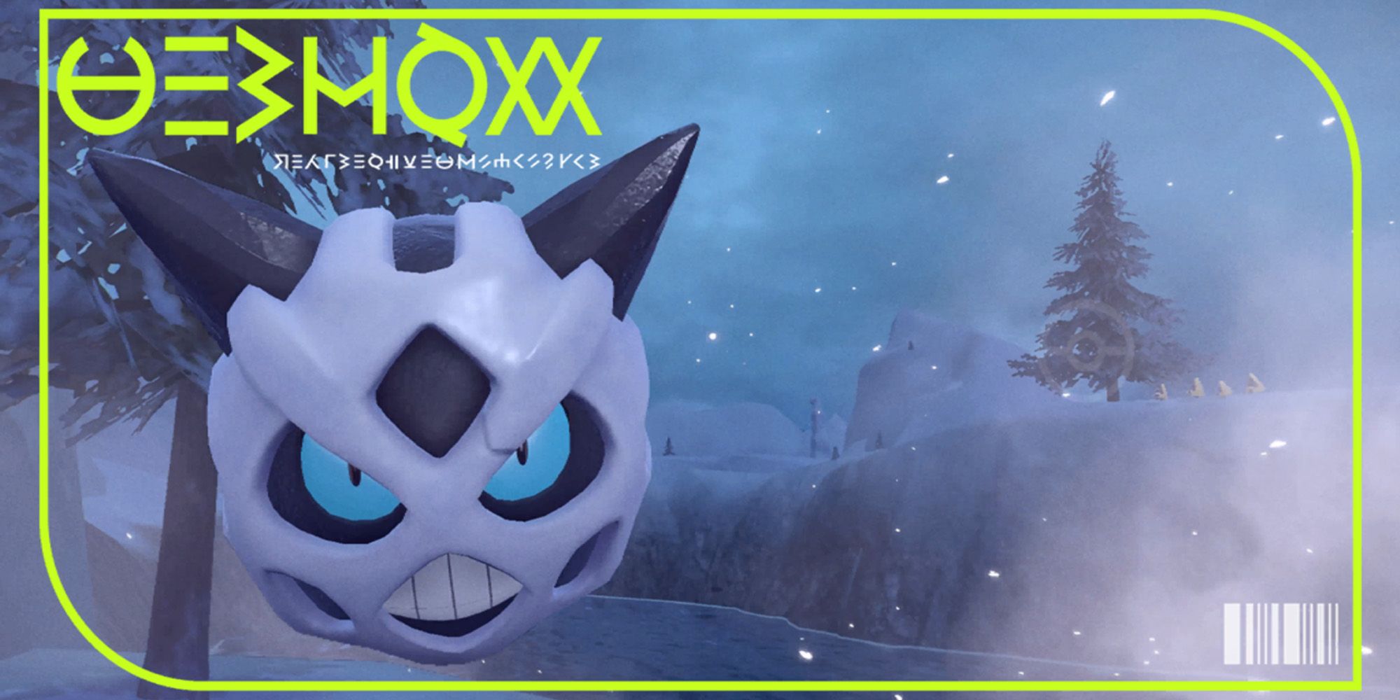 a Glalie floating in the snow in its Pokedex picture from Pokemon Scarlet and Violet