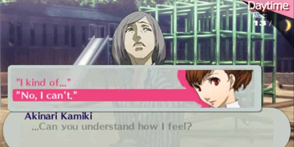 Akinari asking female protagonist if she can understand how he feels in Persona 3 Portable