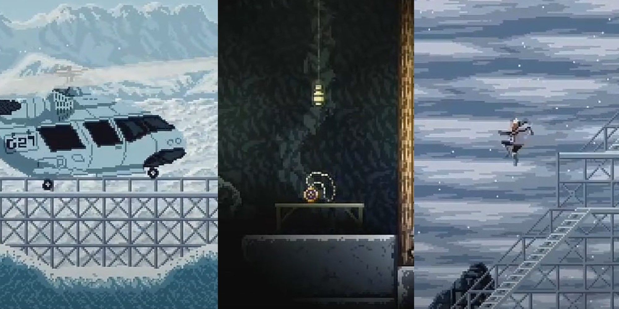 Split Image of the compass and Glacier locations in Axiom Verge Two