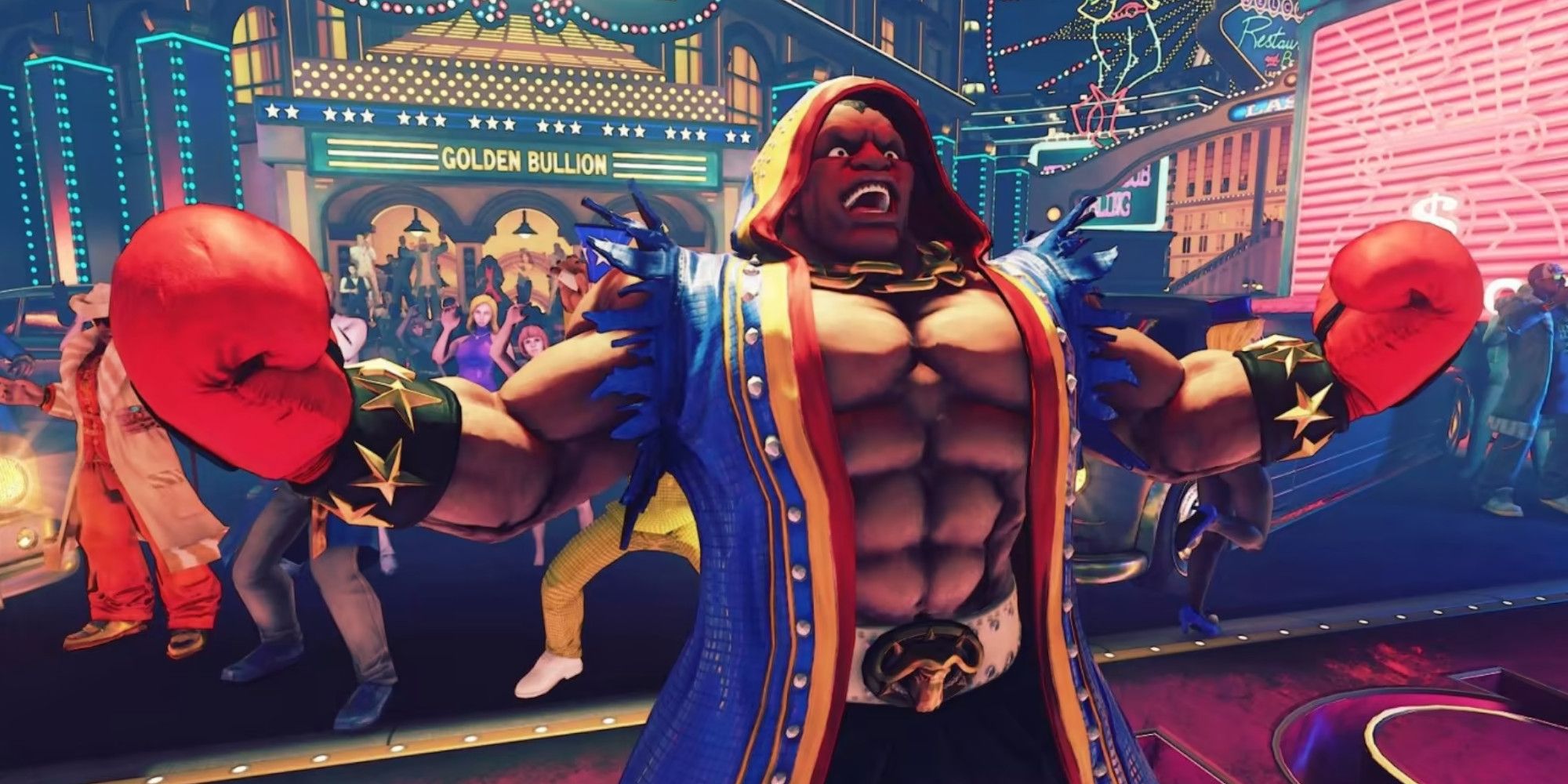 Balrog in front of the casino in Street Fighter 5