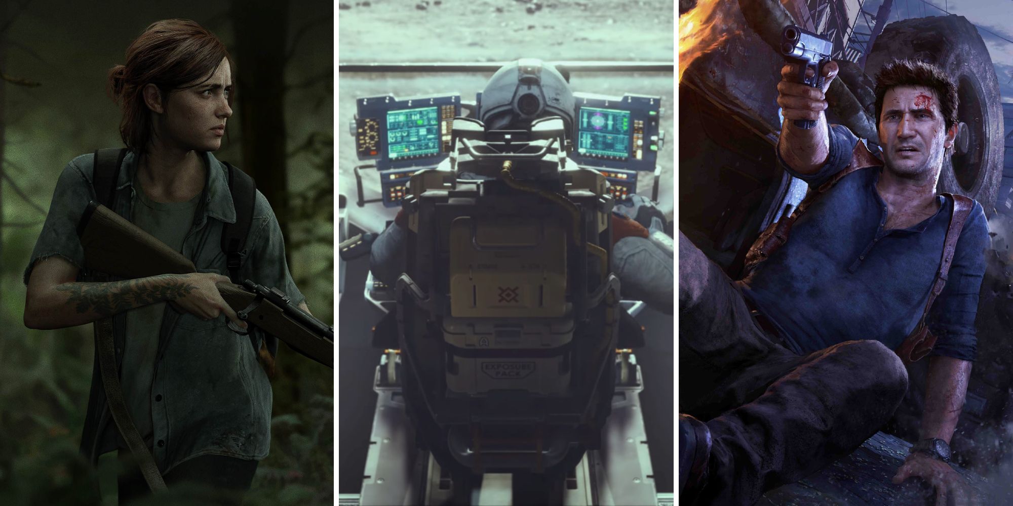 Ellie from The Last of Us, astronaut from Starfield, and Nathan Drake