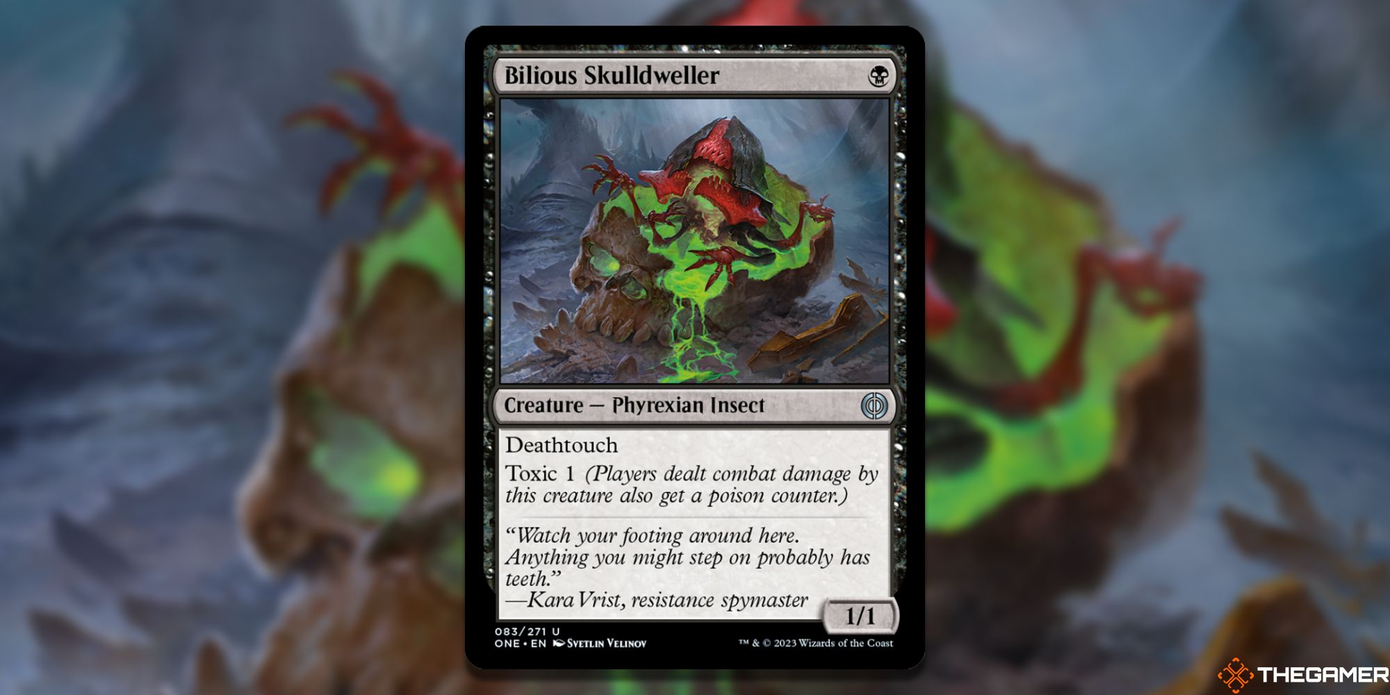 The card Bilious Skulldweller from Magic: The Gathering.