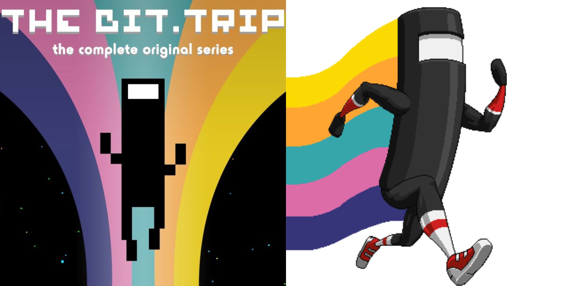 cover art for the bit trio series and commandervideo fraymakers character design