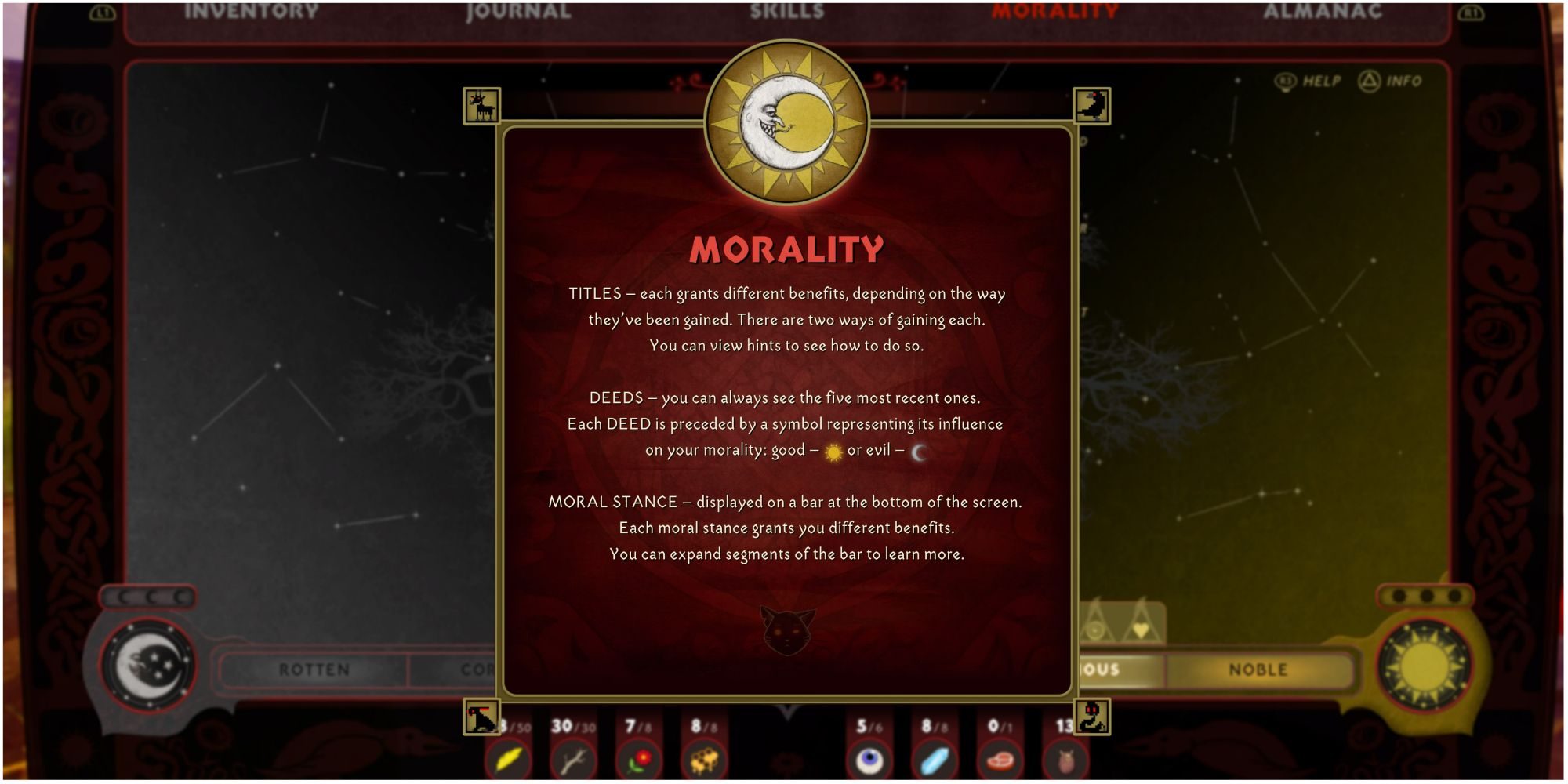 Blacktail Morality Info Menu
