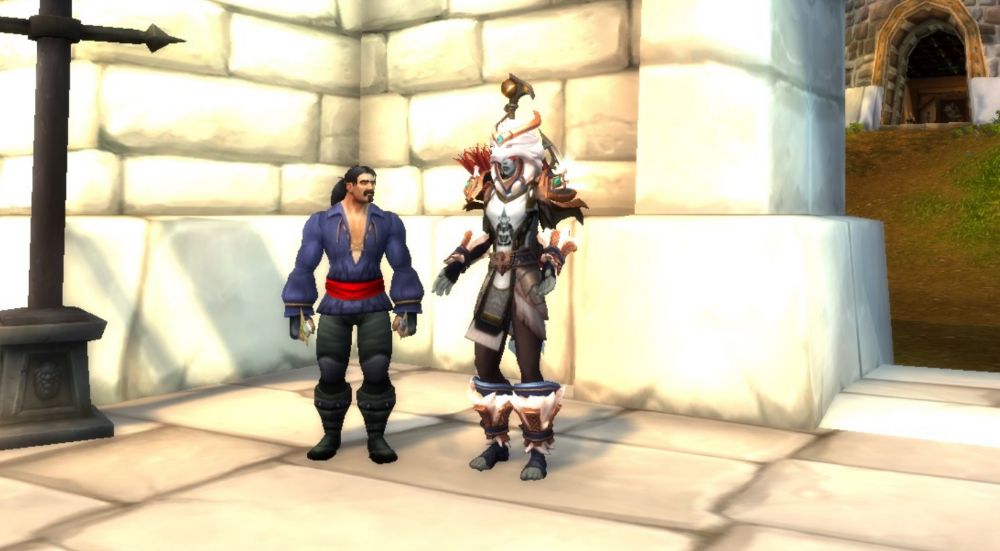 World of Warcraft Night Elf Hunter Talking to Human Rogue