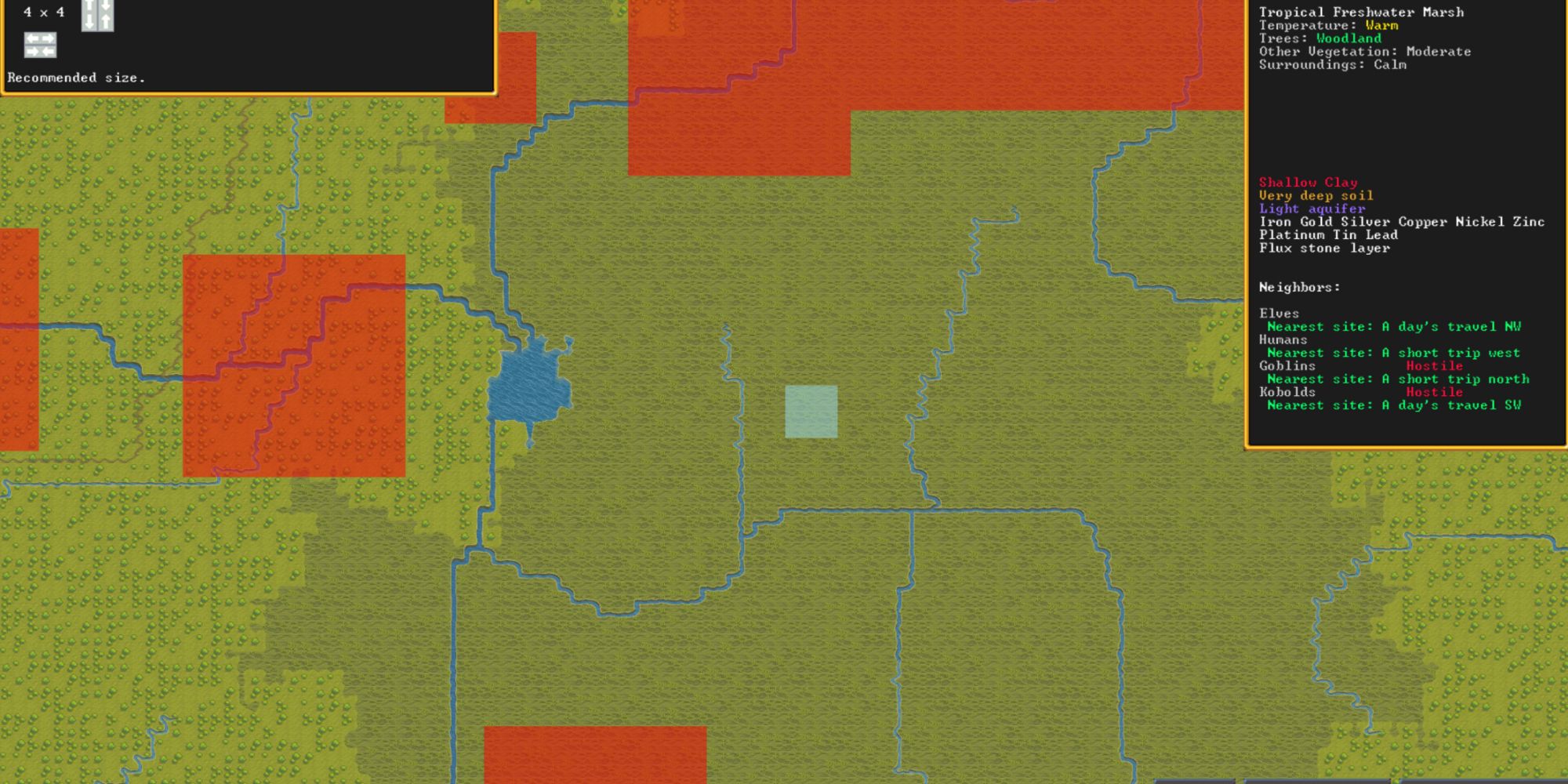dwarf fortress lots of minerals and flux stone starting location